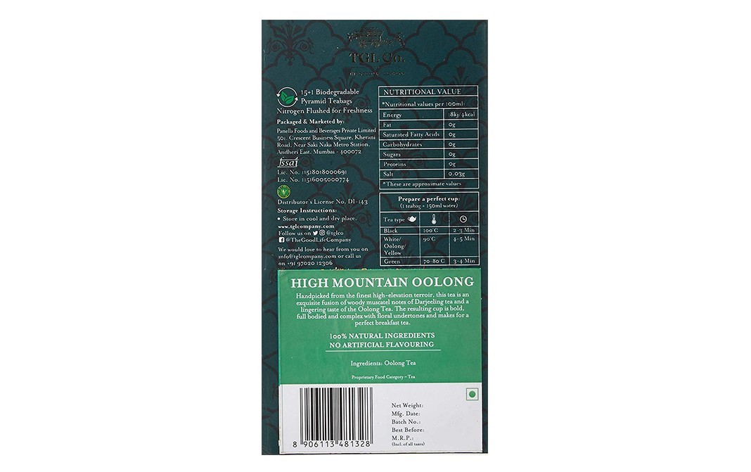 TGL Co. High Mountain Oolong Tea    Pack  16 pcs